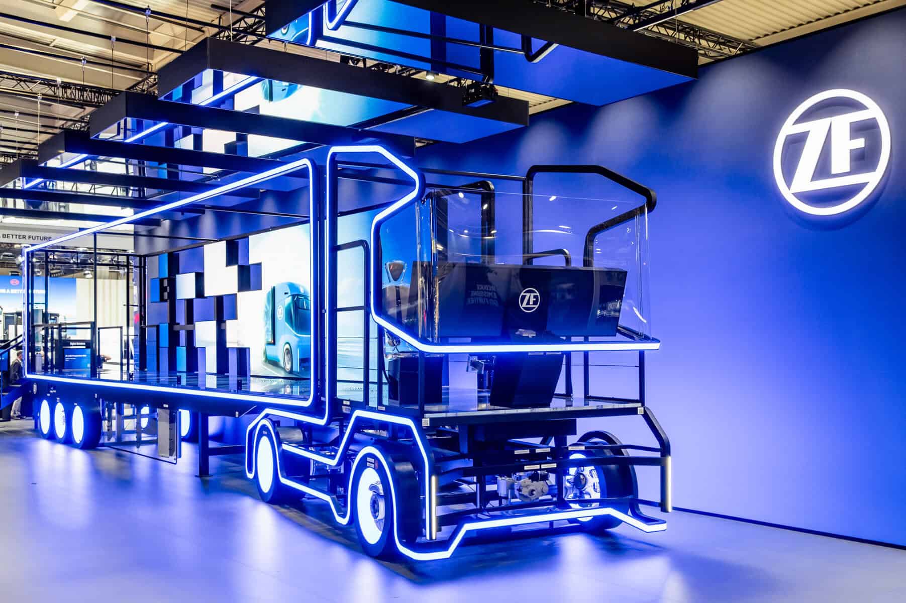 ZF concept truck at trade show exhibit.