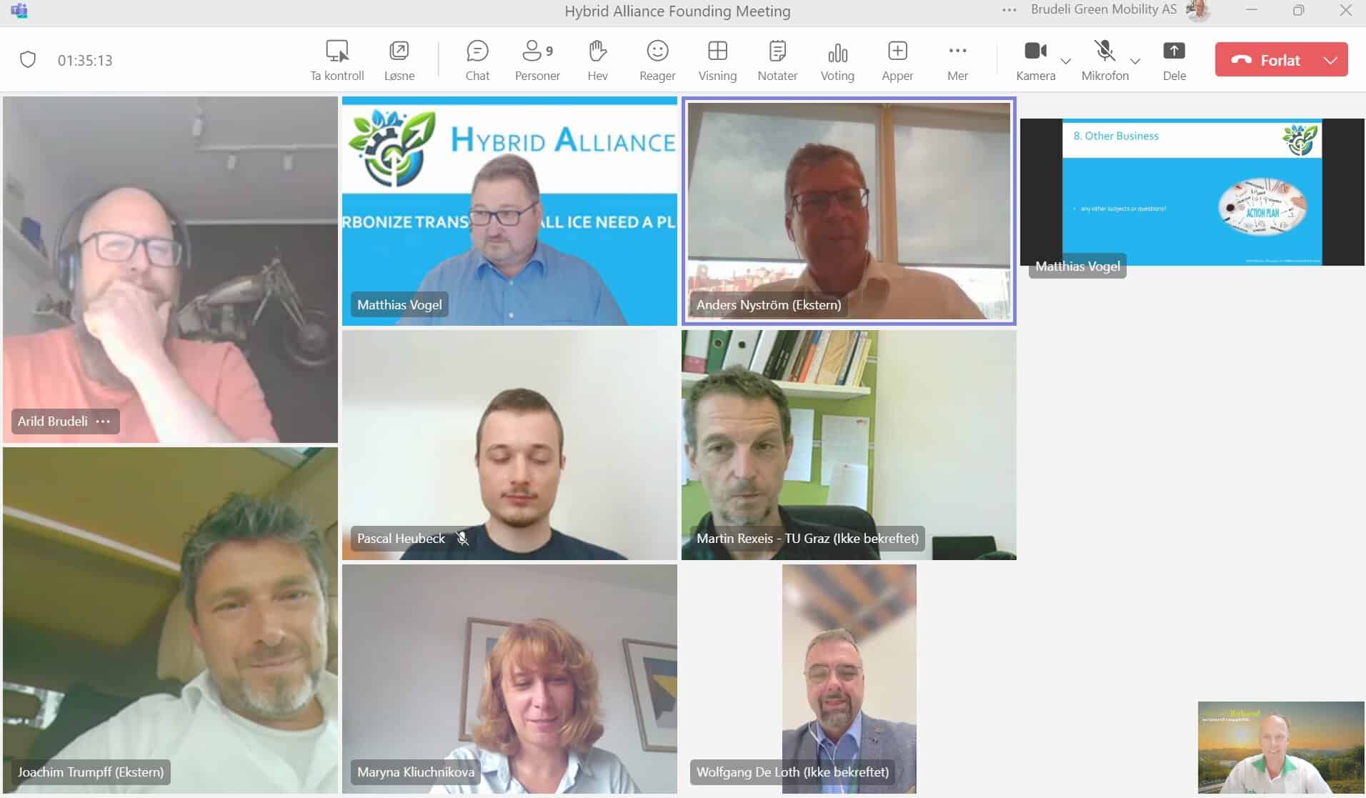 Virtual meeting of Hybrid Alliance Founding members