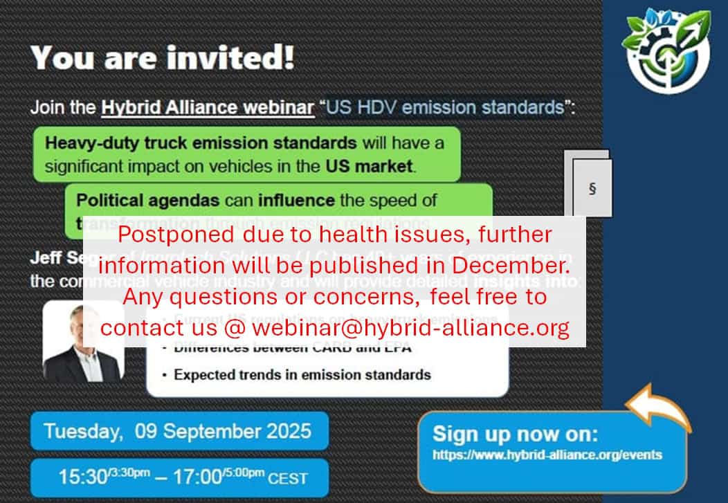 Hybrid Alliance webinar postponed; details available December.