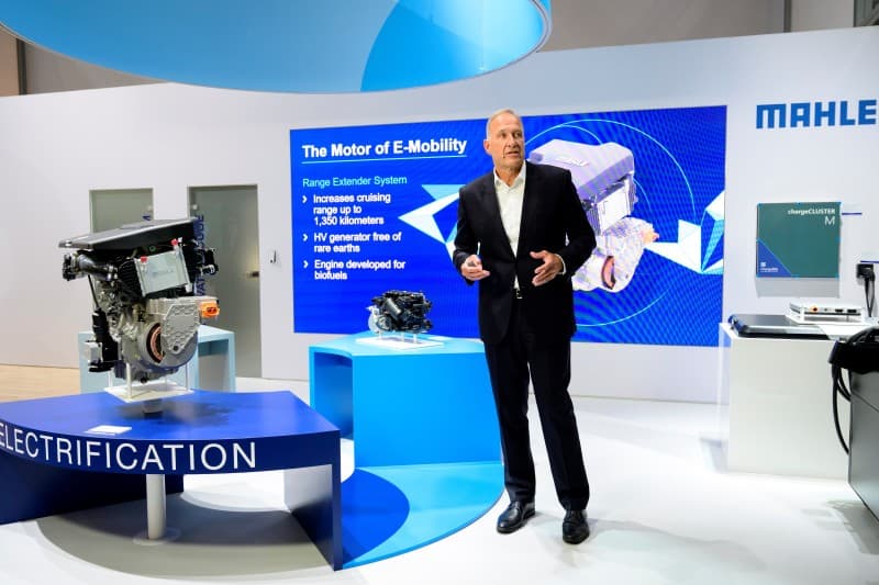 E-mobility presentation with electric engine display.