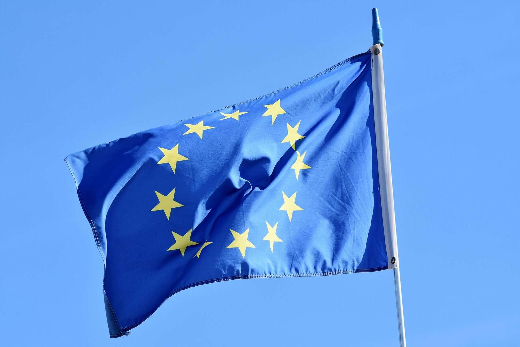 European Union flag waving in the wind